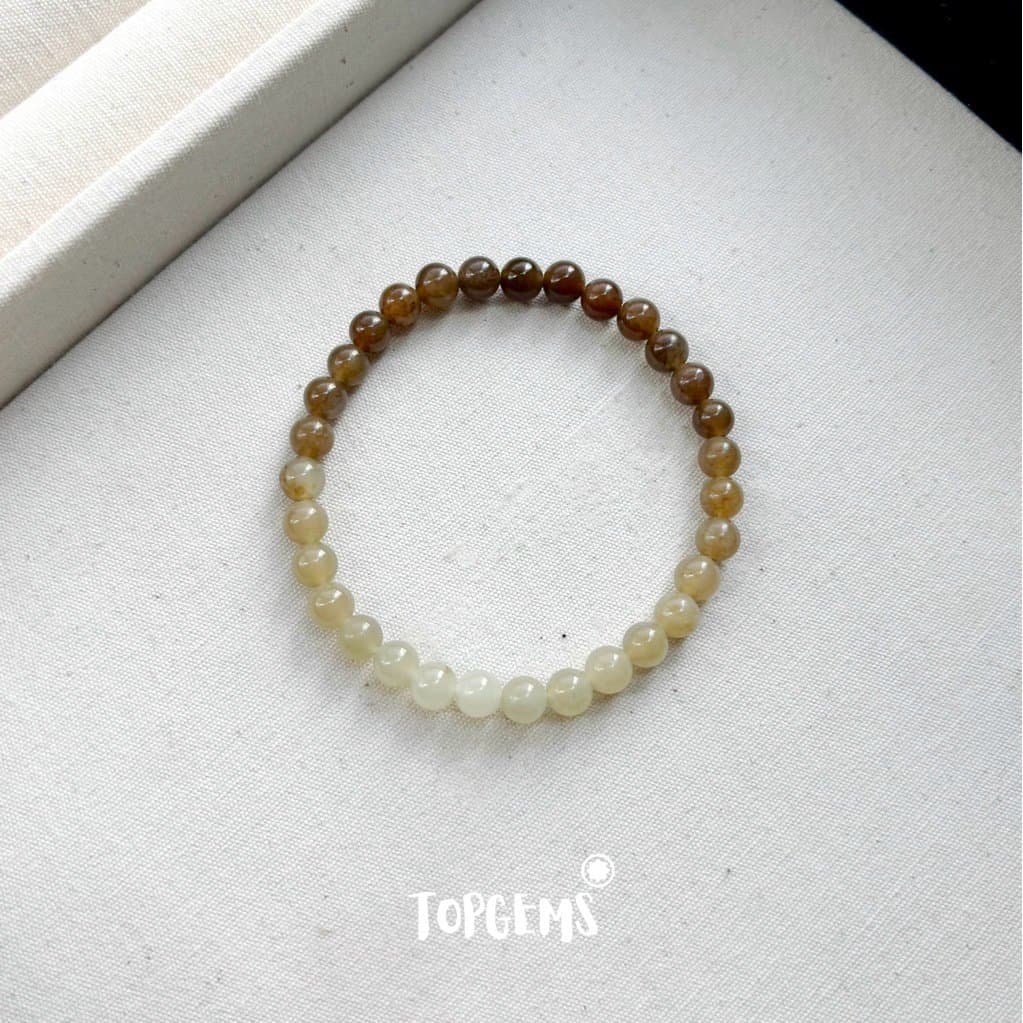Vòng Chuỗi Mật Ngọc Hoà Điền Tự Nhiên 6 Li Màu Mật Ombre Chuyển Màu TOPGEMS - [SHIP HOẢ TỐC]