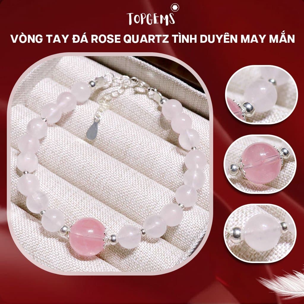 Chuỗi Vòng Tay Đá Thạch Anh Hồng Rose Quartz Tự Nhiên 6 Li Mix Bạc 925 TOPGEMS V642B - Ảnh bìa