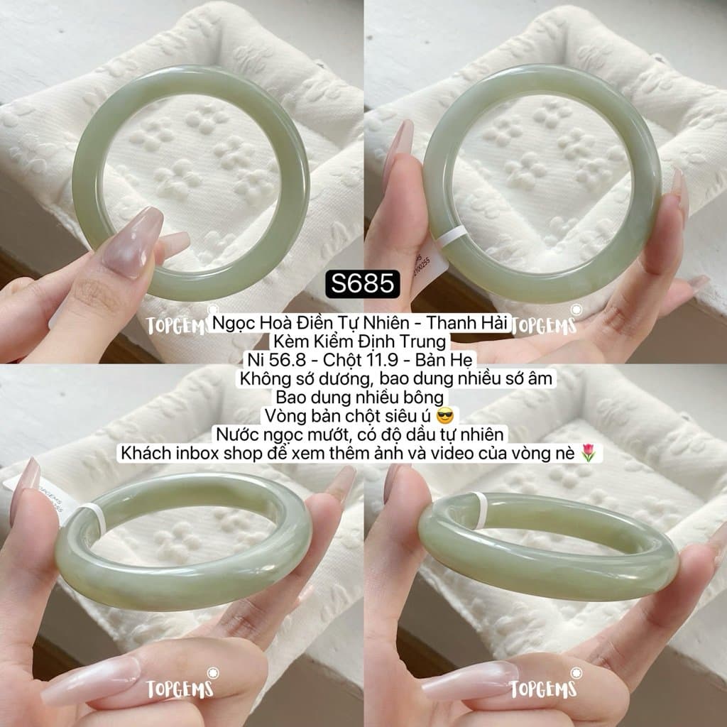 [TỔNG HỢP VÒNG DINGDANG] Vòng Bản Ngọc Hoà Điền Tự Nhiên Kèm Kiểm Định TOPGEMS - Có Ship Hoả Tốc - Tặng Kèm Hộp S685 - Ảnh bìa