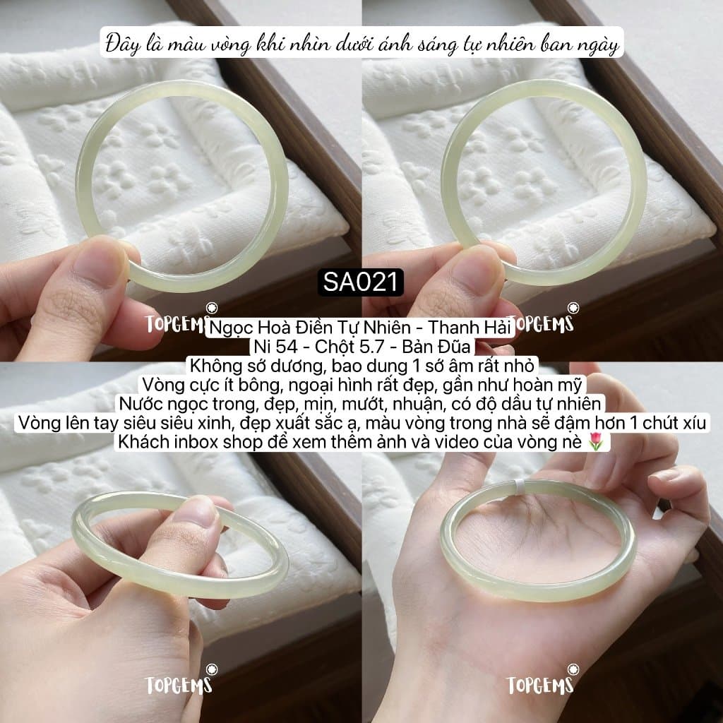 [TỔNG HỢP VÒNG BẢN] Ngọc Hoà Điền Tự Nhiên Kèm Kiểm Định TOPGEMS - Có Ship Hoả Tốc - Tặng Kèm Hộp SA021 - Ảnh bìa