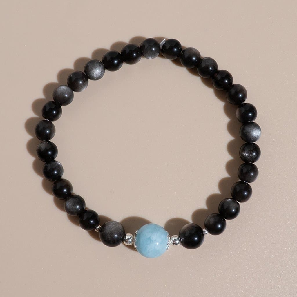 Vòng Tay Chuỗi Đá Phong Thủy Tự Nhiên Cao Cấp (Thạch Anh Tím, Garnet, Hắc Diện Thạch, Aquamarine, Thạch Anh)