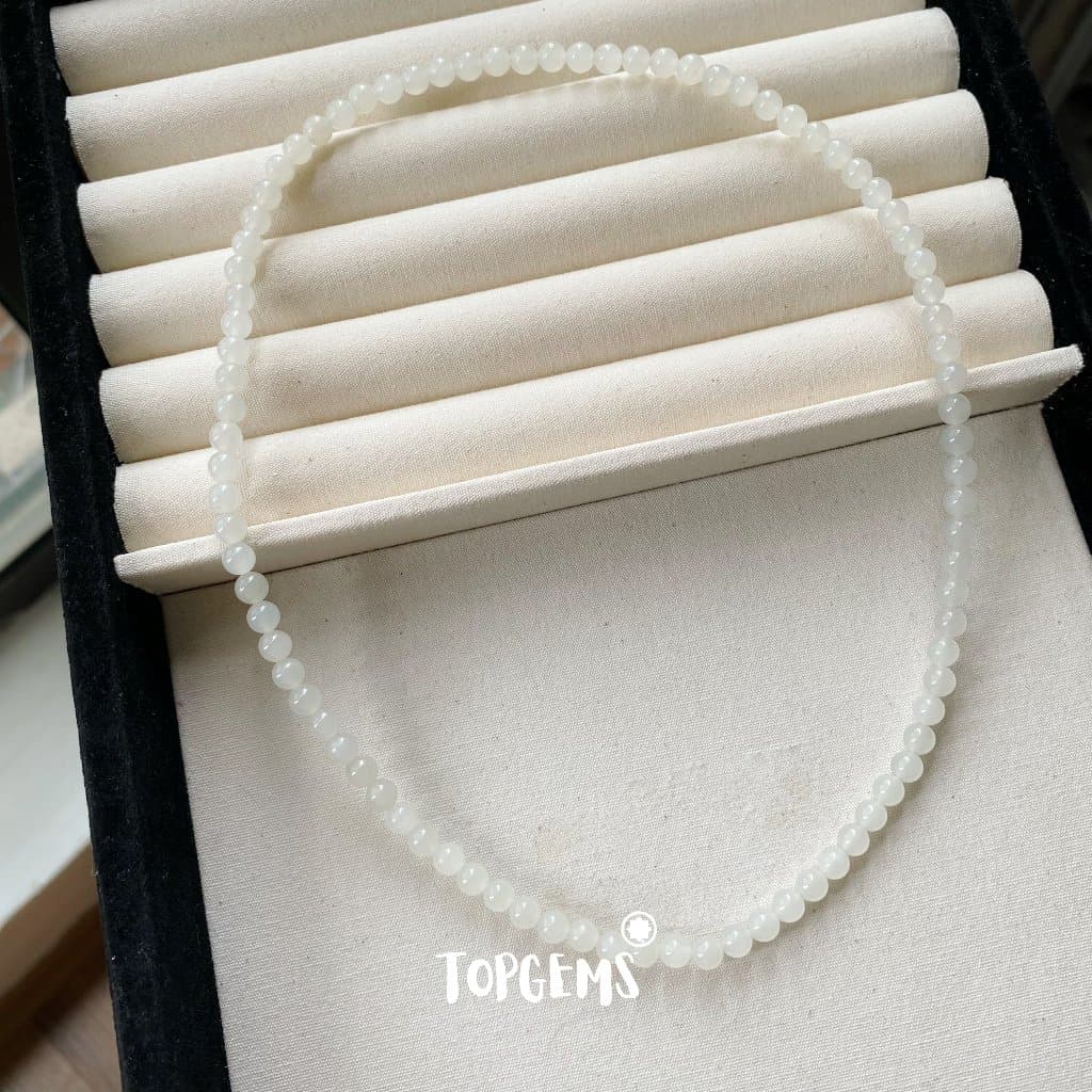 Vòng Tay Chuỗi Ngọc Hoà Điền Tự Nhiên Bạch Ngọc 6mm TOPGEMS - SHIP HOẢ TỐC TẶNG KÈM HỘP N002 - Ảnh bìa