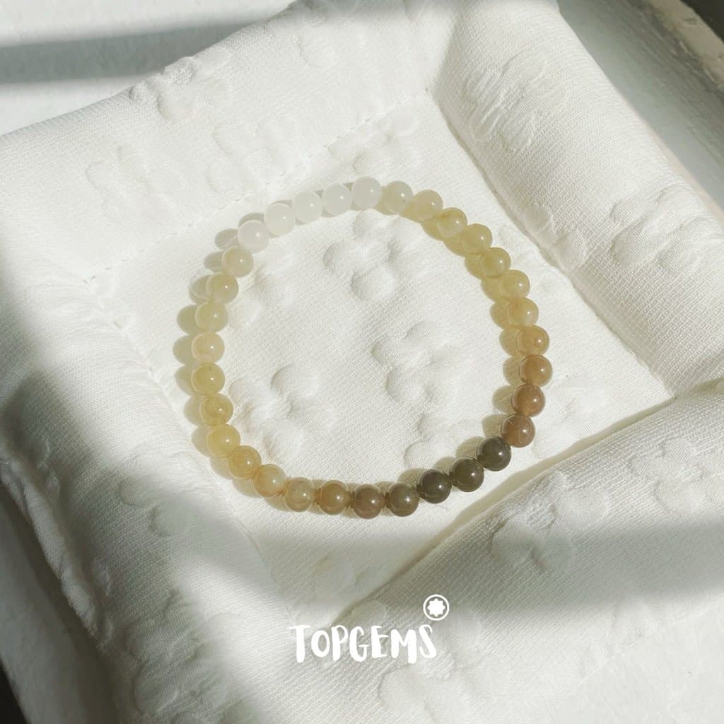 Vòng Chuỗi Mật Ngọc Hoà Điền Tự Nhiên 6 Li Màu Mật Ombre Chuyển Màu TOPGEMS - [SHIP HOẢ TỐC]