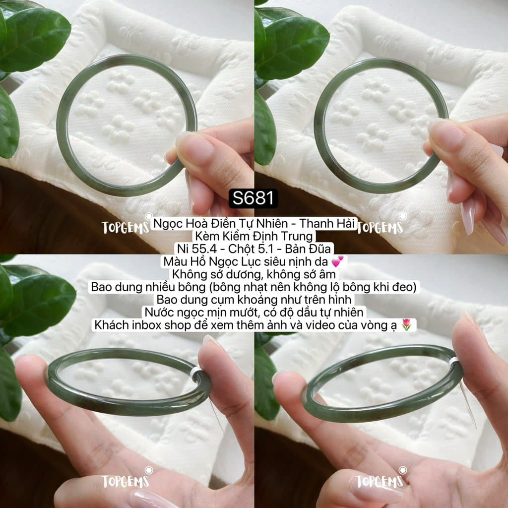 [TỔNG HỢP VÒNG DINGDANG] Vòng Bản Ngọc Hoà Điền Tự Nhiên Kèm Kiểm Định TOPGEMS - Có Ship Hoả Tốc - Tặng Kèm Hộp