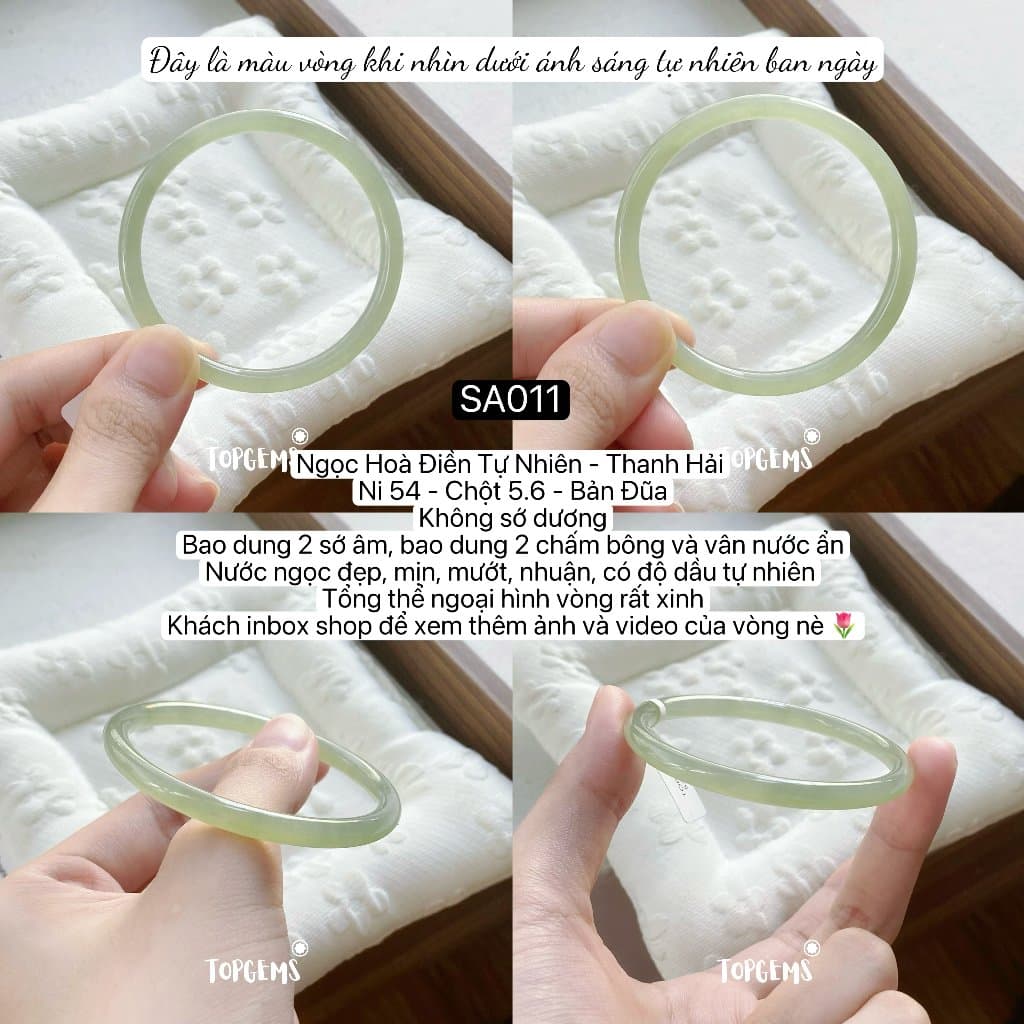 [TỔNG HỢP VÒNG BẢN] Ngọc Hoà Điền Tự Nhiên Kèm Kiểm Định TOPGEMS - Có Ship Hoả Tốc - Tặng Kèm Hộp SA011 - Ảnh bìa