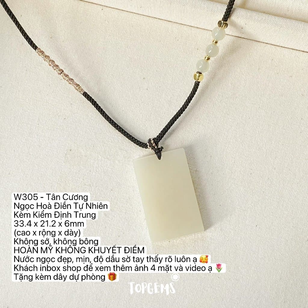 [HOẢ TỐC - TẶNG HỘP] Tổng Hợp Vô Sự Bài Ngọc Hoà Điền Tự Nhiên TOPGEMS Mặt Dây Chuyền Vòng Cổ Nam Nữ