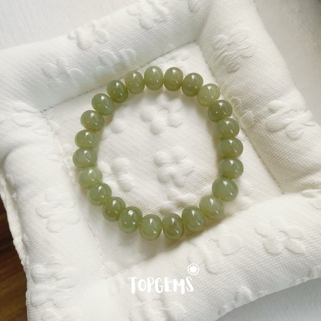 Vòng Tay Ngọc Hoà Điền Tự Nhiên Vòng Nhập Môn Phúc Lợi 6 li đến 12 li TOPGEMS [SHIP HOẢ TỐC] - TẶNG KÈM HỘP V901 - Ảnh bìa