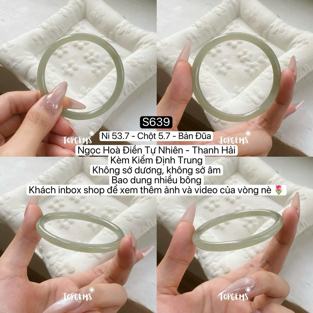 [TỔNG HỢP VÒNG DINGDANG] Vòng Bản Ngọc Hoà Điền Tự Nhiên Kèm Kiểm Định TOPGEMS - Có Ship Hoả Tốc - Tặng Kèm Hộp