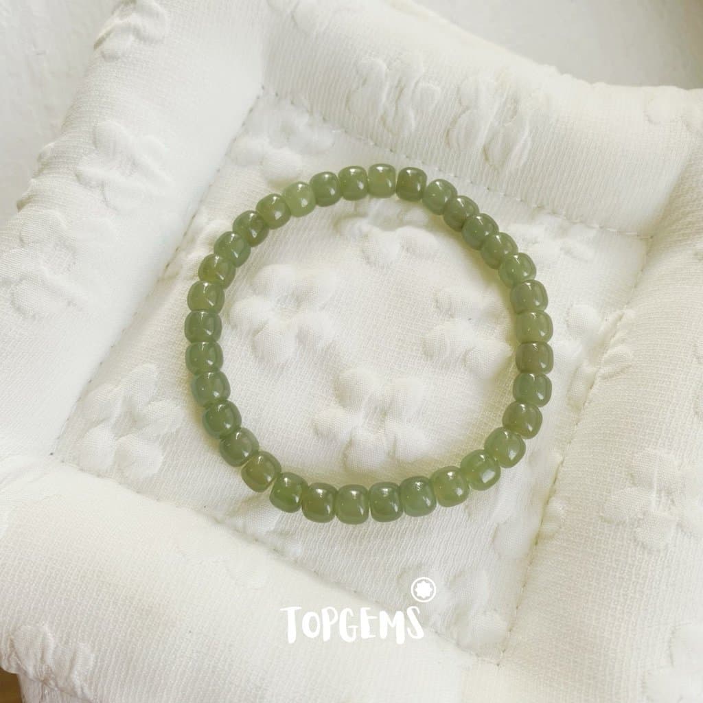 Vòng Tay Ngọc Hoà Điền Tự Nhiên Vòng Nhập Môn Phúc Lợi 6 li đến 12 li TOPGEMS [SHIP HOẢ TỐC] - TẶNG KÈM HỘP V856 - Ảnh bìa