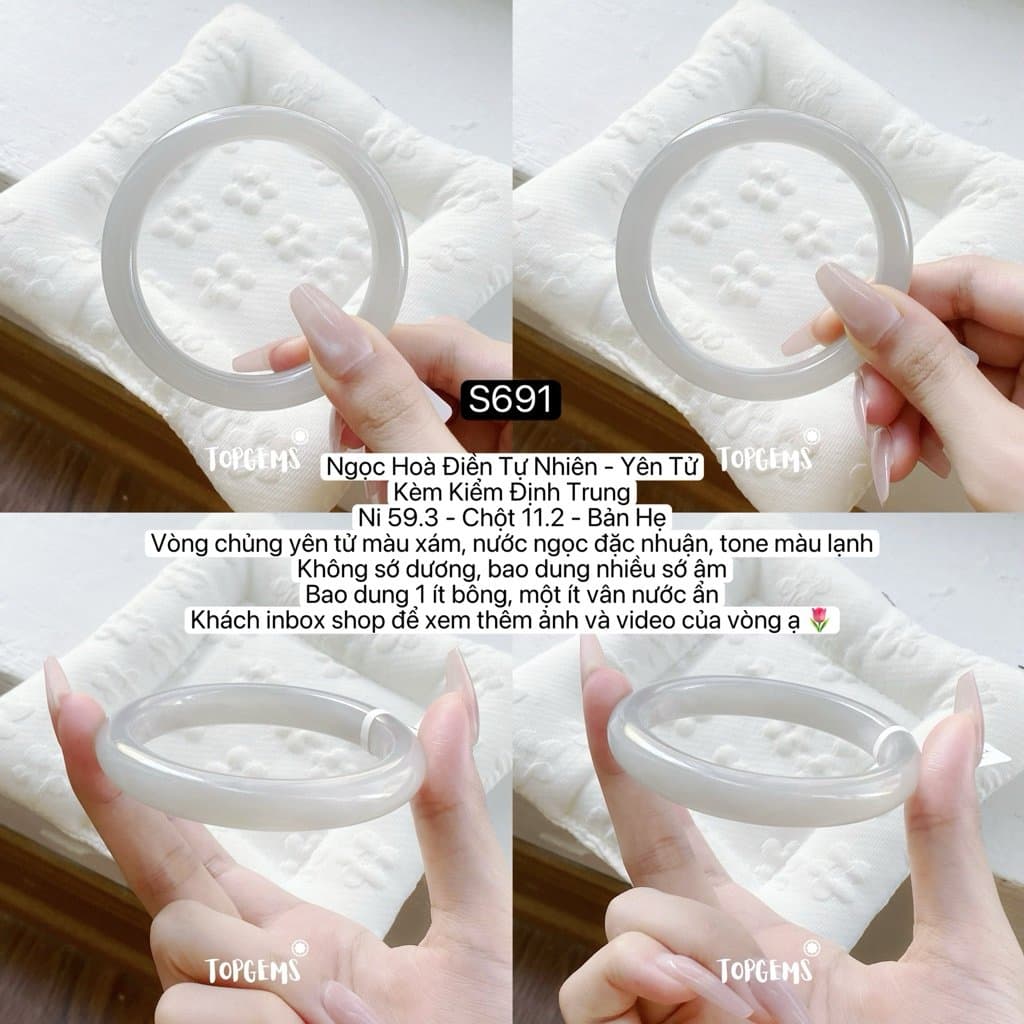 [TỔNG HỢP VÒNG DINGDANG] Vòng Bản Ngọc Hoà Điền Tự Nhiên Kèm Kiểm Định TOPGEMS - Có Ship Hoả Tốc - Tặng Kèm Hộp