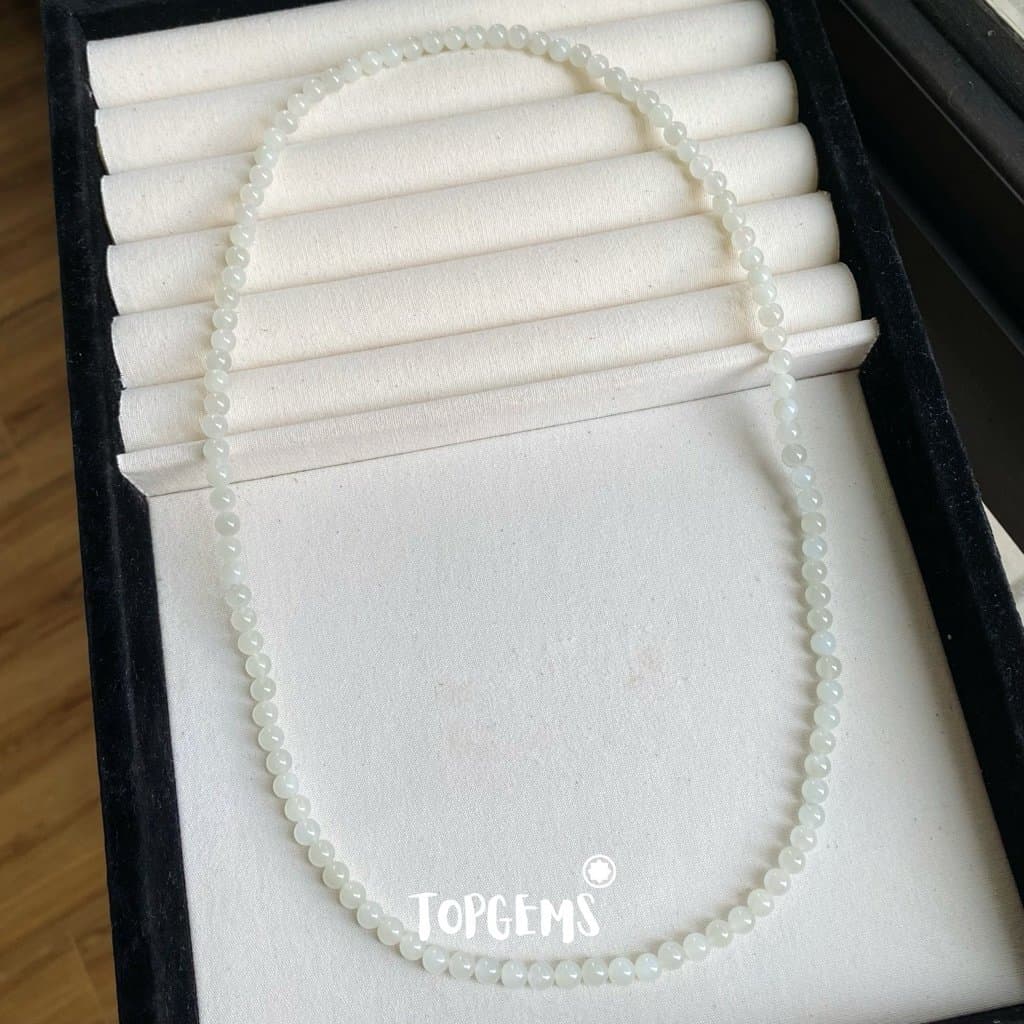 Vòng Tay Chuỗi Ngọc Hoà Điền Tự Nhiên Bạch Ngọc 6mm TOPGEMS - SHIP HOẢ TỐC TẶNG KÈM HỘP N003 - Ảnh bìa