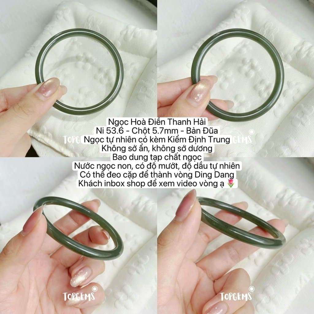 Tổng Hợp Vòng Bản Ngọc Hoà Điền Tự Nhiên TOPGEMS Vòng Nhập Môn Phúc Lợi Vòng Bản Hẹ Vòng Bản Đũa Ngọc Hoà Điền Tự Nhiên S356 - Ảnh bìa
