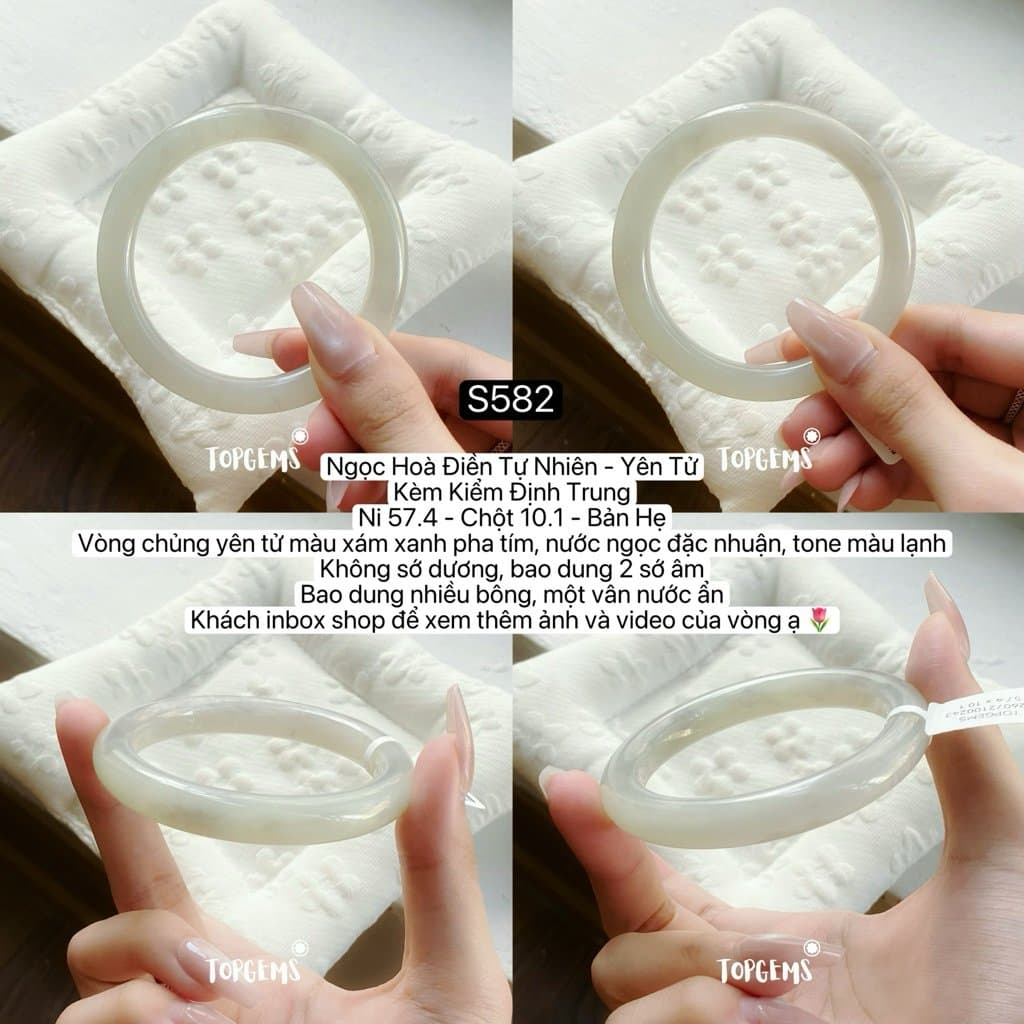 [TỔNG HỢP VÒNG DINGDANG] Vòng Bản Ngọc Hoà Điền Tự Nhiên Kèm Kiểm Định TOPGEMS - Có Ship Hoả Tốc - Tặng Kèm Hộp
