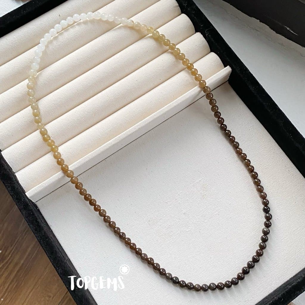 Vòng Chuỗi Mật Ngọc Hoà Điền Tự Nhiên 6 Li Màu Mật Ombre Chuyển Màu TOPGEMS - [SHIP HOẢ TỐC] 108M9 - Ảnh bìa