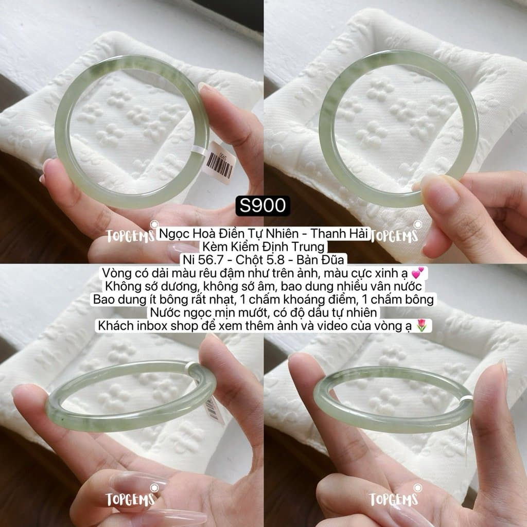 [TỔNG HỢP VÒNG DINGDANG] Vòng Bản Ngọc Hoà Điền Tự Nhiên Kèm Kiểm Định TOPGEMS - Có Ship Hoả Tốc - Tặng Kèm Hộp
