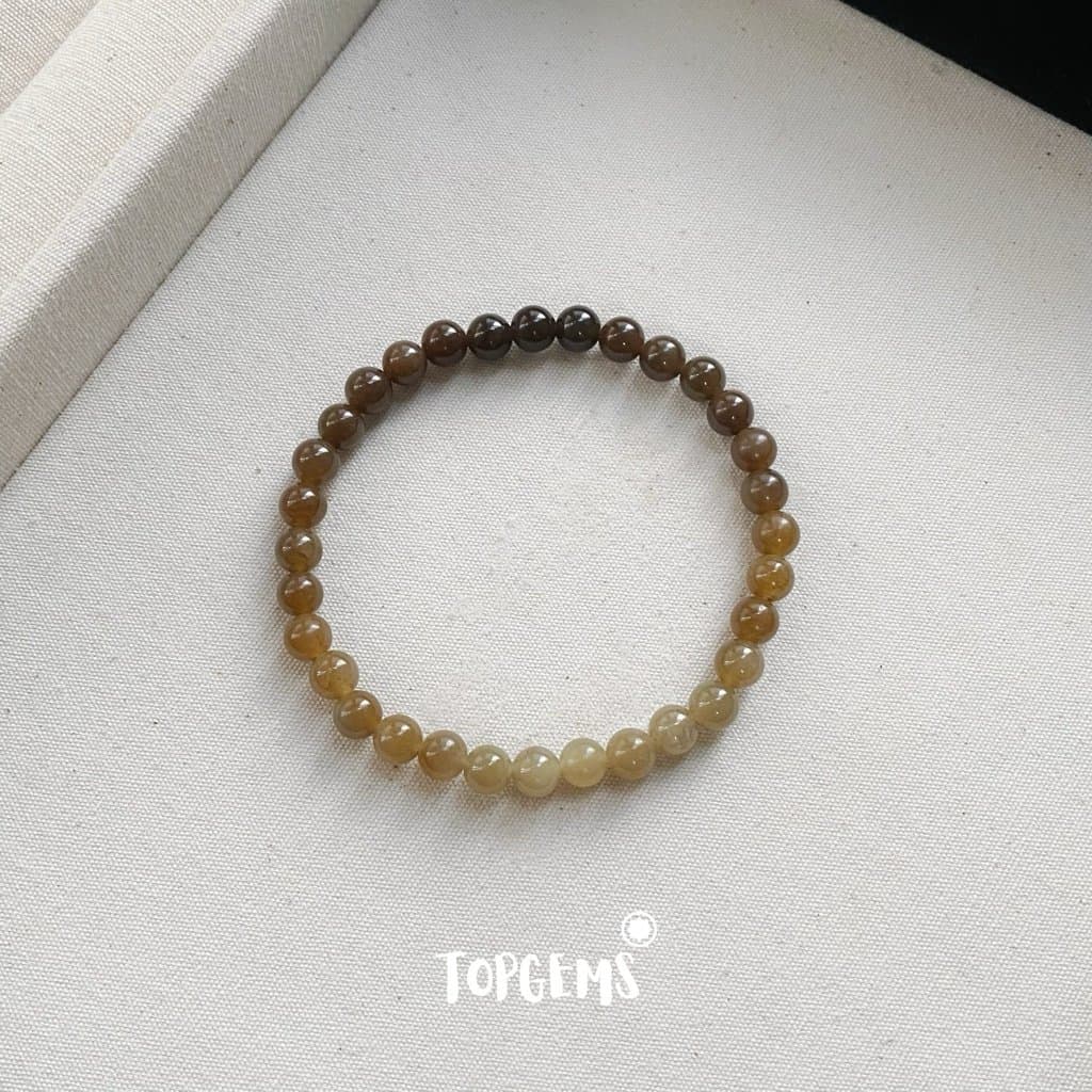 Vòng Chuỗi Mật Ngọc Hoà Điền Tự Nhiên 6 Li Màu Mật Ombre Chuyển Màu TOPGEMS - [SHIP HOẢ TỐC]