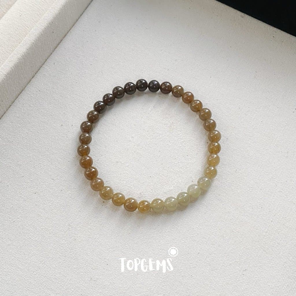 Vòng Chuỗi Mật Ngọc Hoà Điền Tự Nhiên 6 Li Màu Mật Ombre Chuyển Màu TOPGEMS - [SHIP HOẢ TỐC]