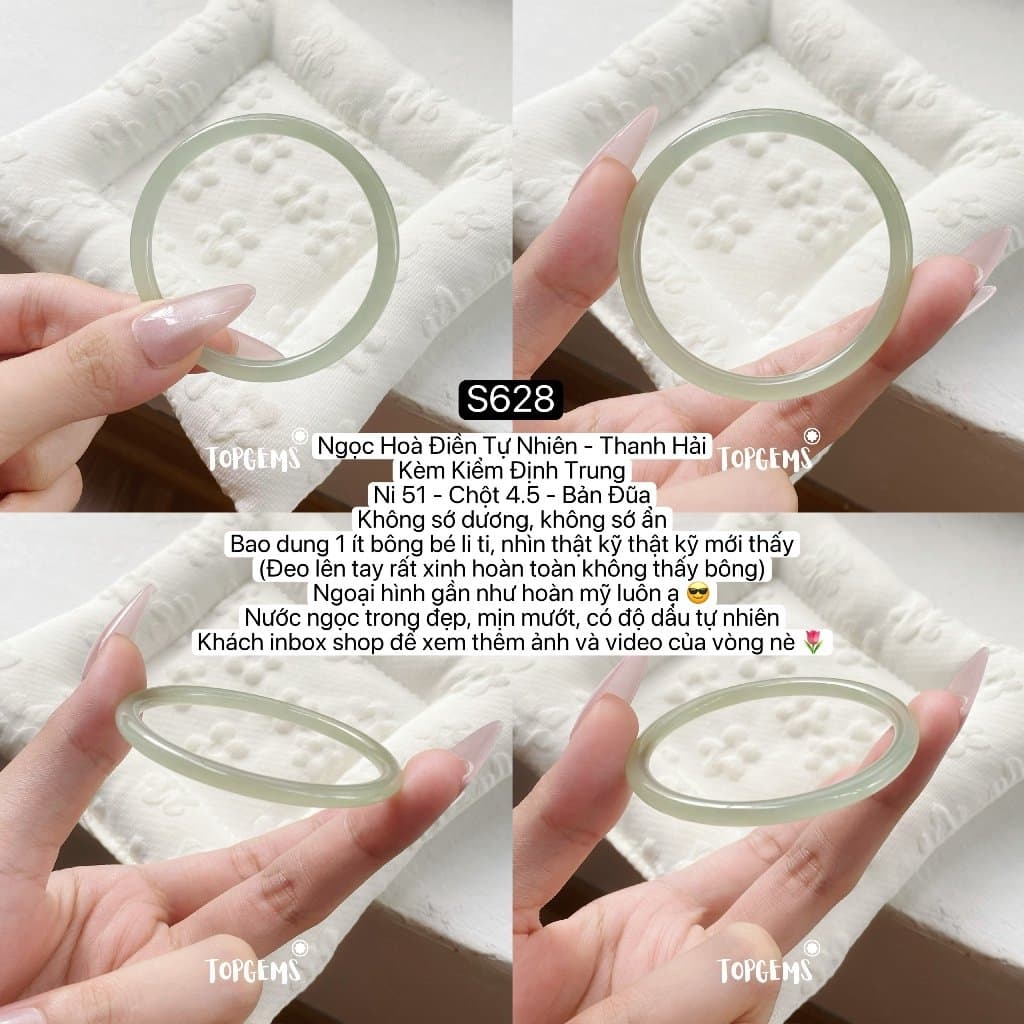 [TỔNG HỢP VÒNG DINGDANG] Vòng Bản Ngọc Hoà Điền Tự Nhiên Kèm Kiểm Định TOPGEMS - Có Ship Hoả Tốc - Tặng Kèm Hộp
