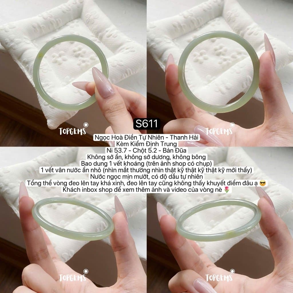 [HOẢ TỐC - TẶNG HỘP] Tổng Hợp Vòng Bản Ngọc Hoà Điền Tự Nhiên TOPGEMS Vòng Nhập Môn Bản Hẹ Bản Đũa S611 - Ảnh bìa