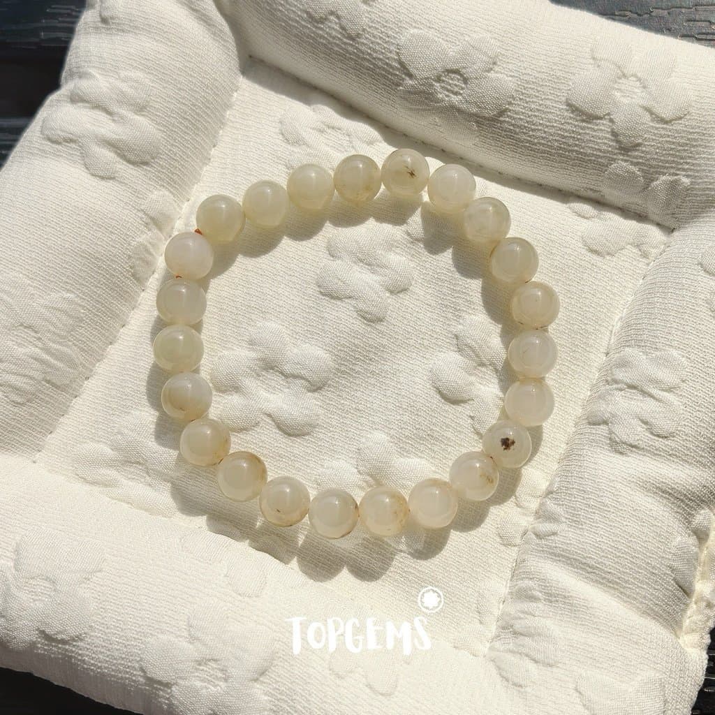Vòng Tay Ngọc Hoà Điền Tự Nhiên Vòng Nhập Môn Phúc Lợi 6 li đến 12 li TOPGEMS [SHIP HOẢ TỐC] - TẶNG KÈM HỘP V833 - Ảnh bìa