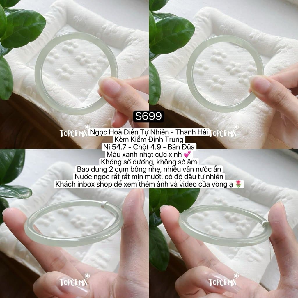 [TỔNG HỢP VÒNG DINGDANG] Vòng Bản Ngọc Hoà Điền Tự Nhiên Kèm Kiểm Định TOPGEMS - Có Ship Hoả Tốc - Tặng Kèm Hộp