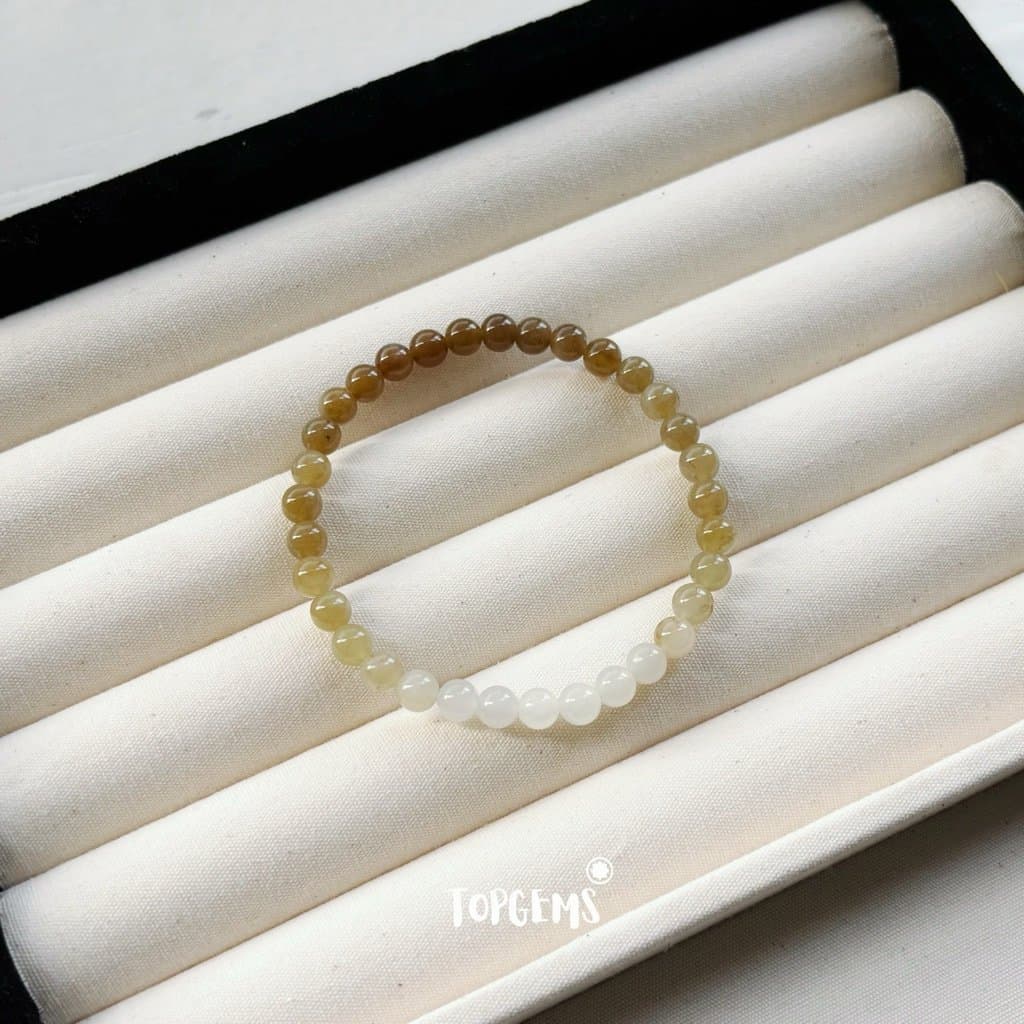 Vòng Chuỗi Mật Ngọc Hoà Điền Tự Nhiên 6 Li Màu Mật Ombre Chuyển Màu TOPGEMS - [SHIP HOẢ TỐC]