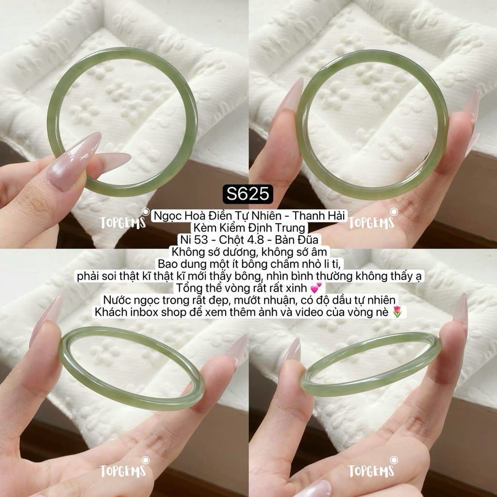 [TỔNG HỢP VÒNG DINGDANG] Vòng Bản Ngọc Hoà Điền Tự Nhiên Kèm Kiểm Định TOPGEMS - Có Ship Hoả Tốc - Tặng Kèm Hộp