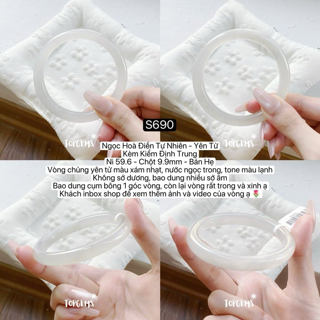 [TỔNG HỢP VÒNG DINGDANG] Vòng Bản Ngọc Hoà Điền Tự Nhiên Kèm Kiểm Định TOPGEMS - Có Ship Hoả Tốc - Tặng Kèm Hộp