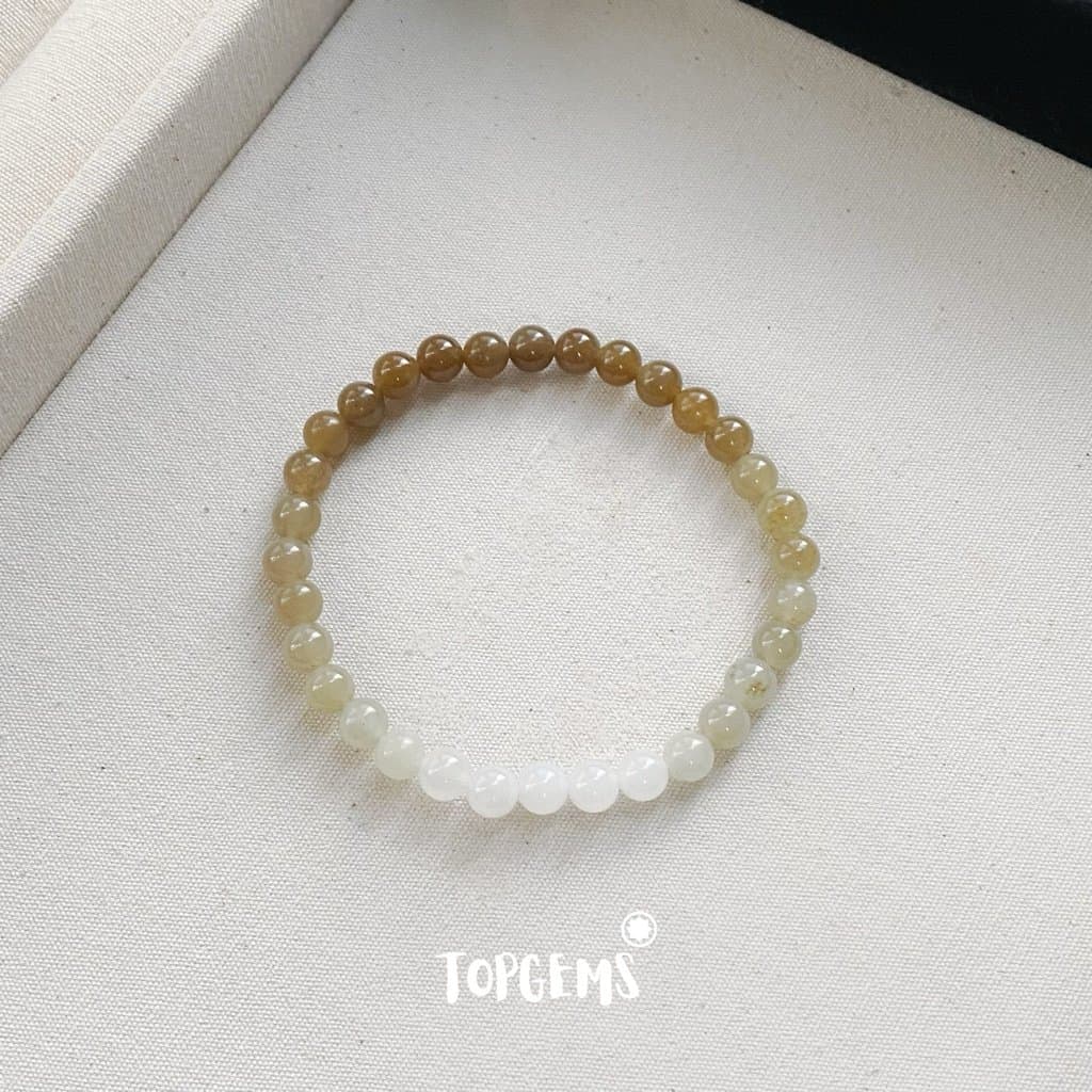 Vòng Chuỗi Mật Ngọc Hoà Điền Tự Nhiên 6 Li Màu Mật Ombre Chuyển Màu TOPGEMS - [SHIP HOẢ TỐC]