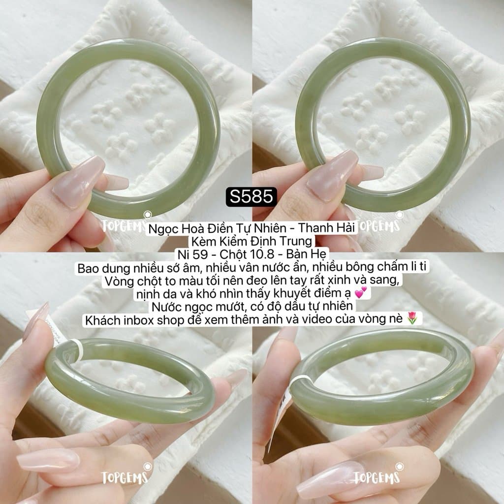 [TỔNG HỢP VÒNG DINGDANG] Vòng Bản Ngọc Hoà Điền Tự Nhiên Kèm Kiểm Định TOPGEMS - Có Ship Hoả Tốc - Tặng Kèm Hộp