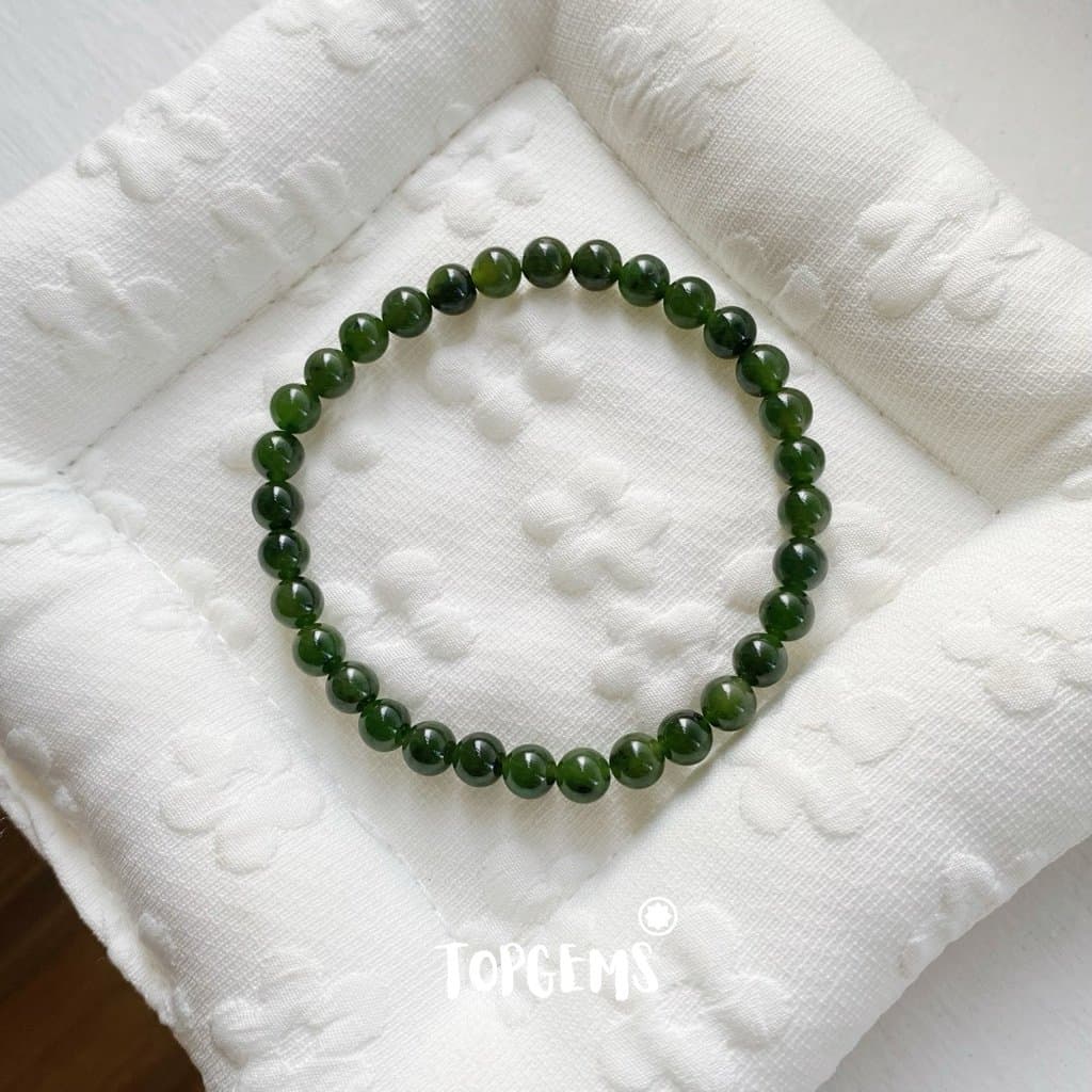 Vòng Chuỗi Ngọc Hoà Điền Tự Nhiên Ngọc Bích 6mm Khoáng Già Hàng Đẹp Nước Ngọc Trong TOPGEMS - SHIP HOẢ TỐC TẶNG KÈM HỘP