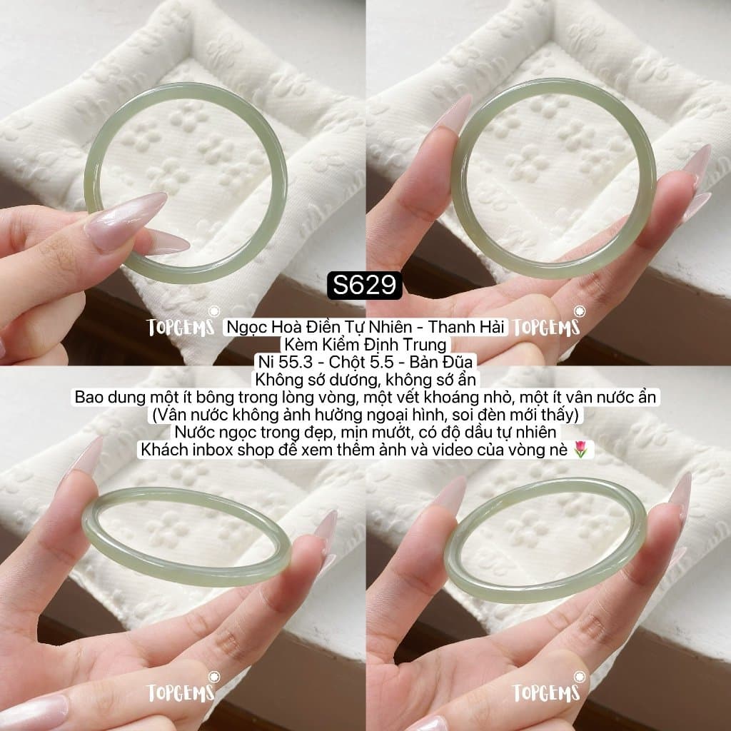 [TỔNG HỢP VÒNG DINGDANG] Vòng Bản Ngọc Hoà Điền Tự Nhiên Kèm Kiểm Định TOPGEMS - Có Ship Hoả Tốc - Tặng Kèm Hộp