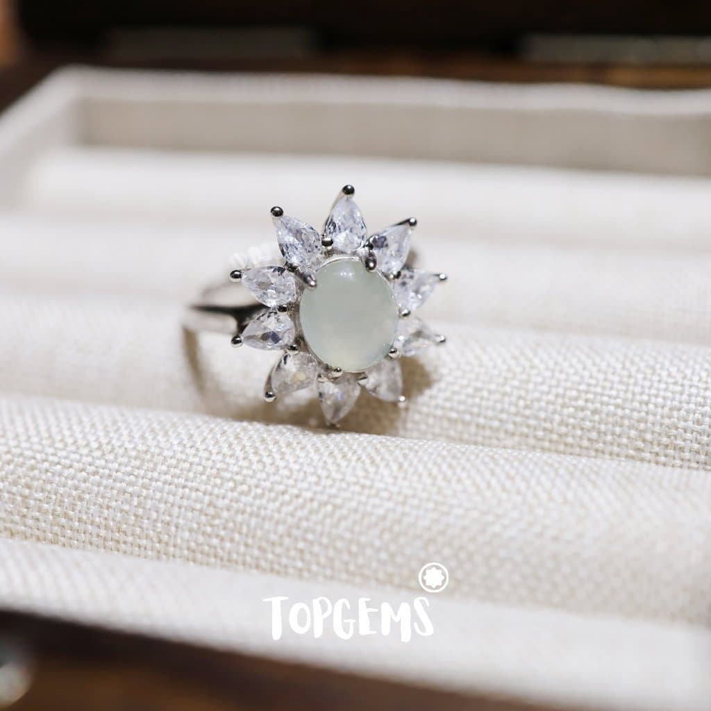 Nhẫn Bạc 925 Nữ Đính Ngọc Phỉ Thuý Loại A Tự Nhiên Dòng Nếp Băng TOPGEMS F319 - Ảnh bìa