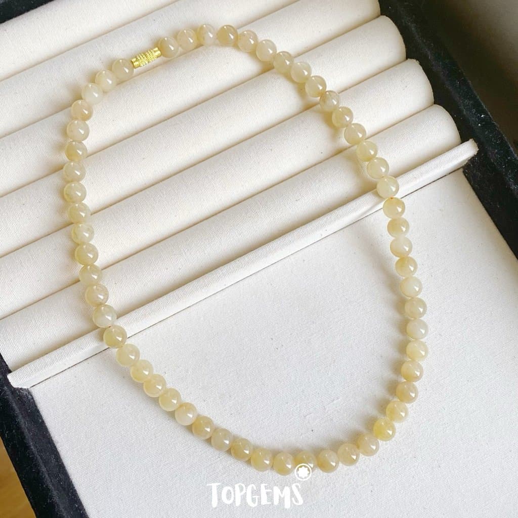 Vòng Tay Chuỗi Mật Ngọc Hoà Điền Tự Nhiên 8 Li TOPGEMS - SHIP HOẢ TỐC TẶNG KÈM HỘP