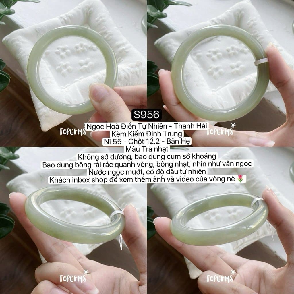 [TỔNG HỢP VÒNG DINGDANG] Vòng Bản Ngọc Hoà Điền Tự Nhiên Kèm Kiểm Định TOPGEMS - Có Ship Hoả Tốc - Tặng Kèm Hộp S956 - Ảnh bìa