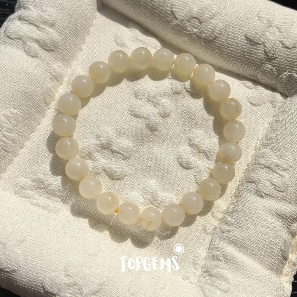 Vòng Tay Ngọc Hoà Điền Tự Nhiên Vòng Nhập Môn Phúc Lợi 6 li đến 12 li TOPGEMS [SHIP HOẢ TỐC] - TẶNG KÈM HỘP V826 - Ảnh bìa