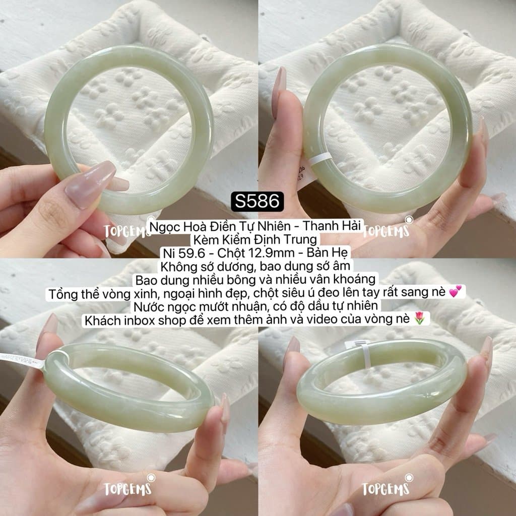 [TỔNG HỢP VÒNG DINGDANG] Vòng Bản Ngọc Hoà Điền Tự Nhiên Kèm Kiểm Định TOPGEMS - Có Ship Hoả Tốc - Tặng Kèm Hộp
