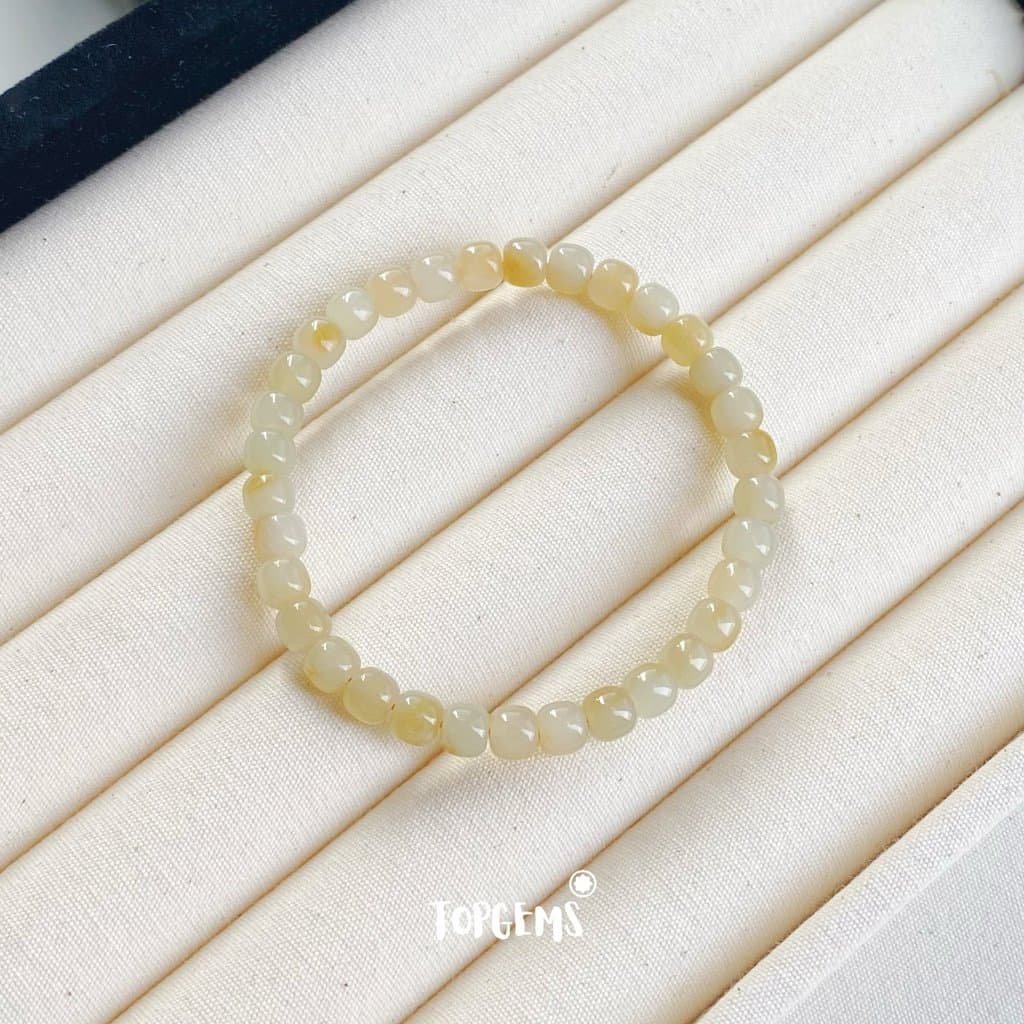 Vòng Tay Chuỗi Mật Ngọc Hoà Điền Tự Nhiên 8 Li TOPGEMS - SHIP HOẢ TỐC TẶNG KÈM HỘP VA021 - Ảnh bìa