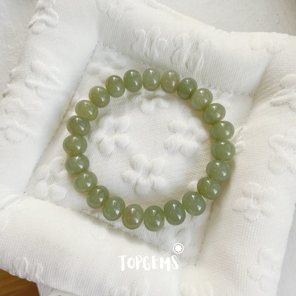Vòng Tay Ngọc Hoà Điền Tự Nhiên Vòng Nhập Môn Phúc Lợi 6 li đến 12 li TOPGEMS [SHIP HOẢ TỐC] - TẶNG KÈM HỘP V860 - Ảnh bìa