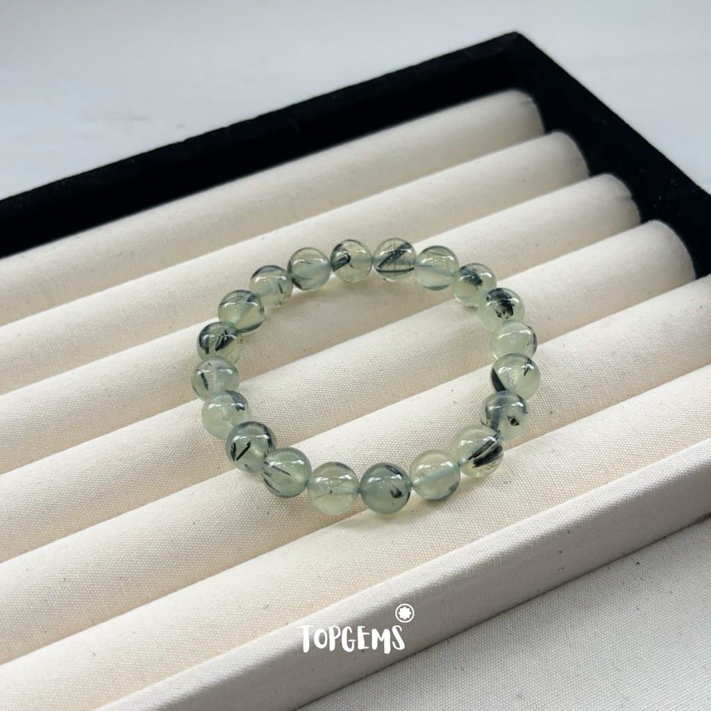 [TẶNG KÈM HỘP] Chuỗi Vòng Tay Đá Prehnite Thạch Anh Xanh Lá Tự Nhiên Mix Bạc 925 TOPGEMS XA009 - Ảnh bìa