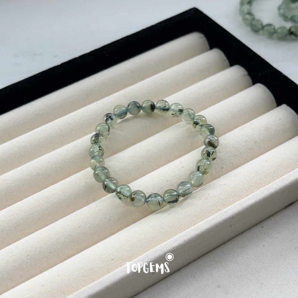 [TẶNG KÈM HỘP] Chuỗi Vòng Tay Đá Prehnite Thạch Anh Xanh Lá Tự Nhiên Mix Bạc 925 TOPGEMS XA006 - Ảnh bìa