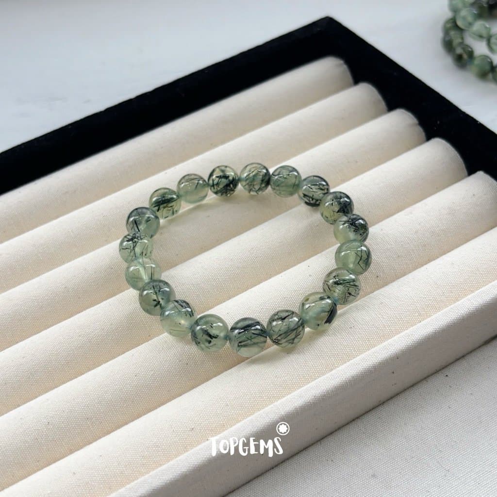 [TẶNG KÈM HỘP] Chuỗi Vòng Tay Đá Prehnite Thạch Anh Xanh Lá Tự Nhiên Mix Bạc 925 TOPGEMS XA001 - Ảnh bìa