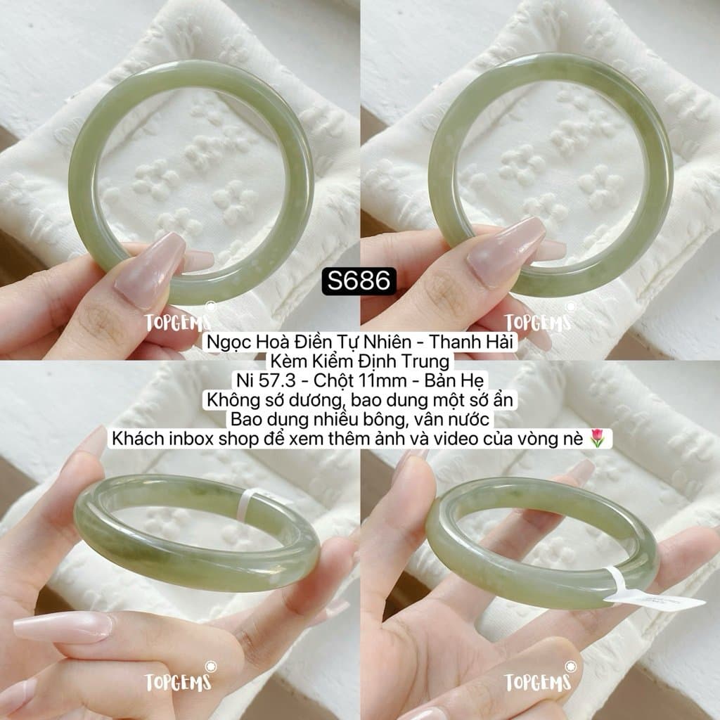 [TỔNG HỢP VÒNG DINGDANG] Vòng Bản Ngọc Hoà Điền Tự Nhiên Kèm Kiểm Định TOPGEMS - Có Ship Hoả Tốc - Tặng Kèm Hộp