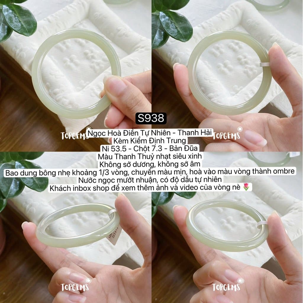 Tổng Hợp Vòng Bản Ngọc Hoà Điền Tự Nhiên Hàng Đẹp TOPGEMS Vòng Bản Đũa Vòng Bản Hẹ Vòng Dingdang S938 - Ảnh bìa
