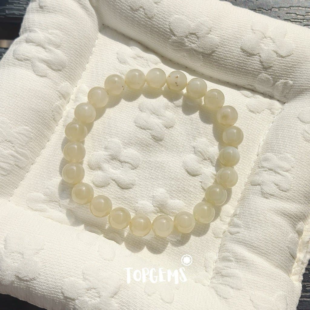 Vòng Tay Ngọc Hoà Điền Tự Nhiên Vòng Nhập Môn Phúc Lợi 6 li đến 12 li TOPGEMS [SHIP HOẢ TỐC] - TẶNG KÈM HỘP V836 - Ảnh bìa