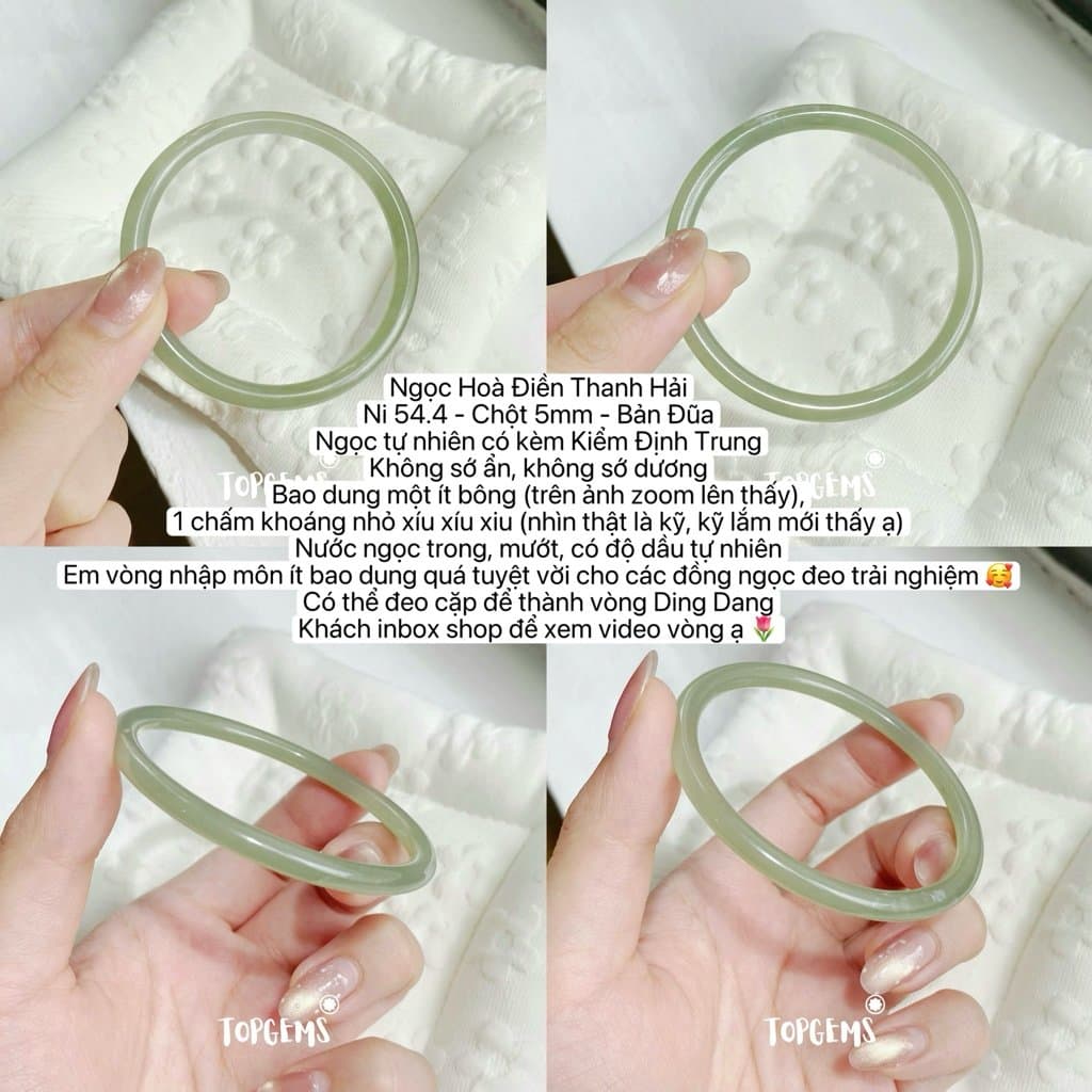 Tổng Hợp Vòng Bản Ngọc Hoà Điền Tự Nhiên TOPGEMS Vòng Nhập Môn Phúc Lợi Vòng Bản Hẹ Vòng Bản Đũa Ngọc Hoà Điền Tự Nhiên S351 - Ảnh bìa