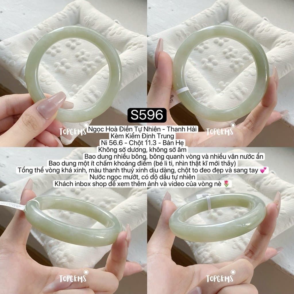 [TỔNG HỢP VÒNG DINGDANG] Vòng Bản Ngọc Hoà Điền Tự Nhiên Kèm Kiểm Định TOPGEMS - Có Ship Hoả Tốc - Tặng Kèm Hộp