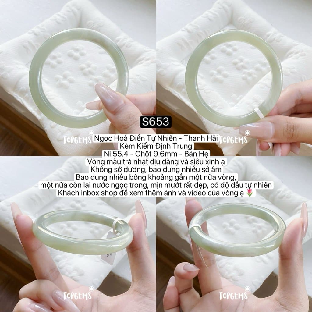 [TỔNG HỢP VÒNG DINGDANG] Vòng Bản Ngọc Hoà Điền Tự Nhiên Kèm Kiểm Định TOPGEMS - Có Ship Hoả Tốc - Tặng Kèm Hộp