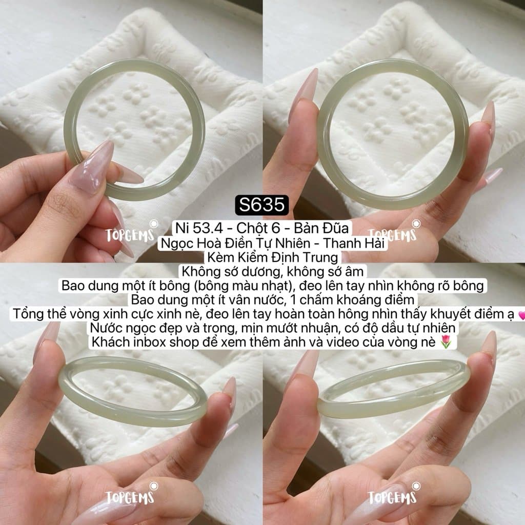 [TỔNG HỢP VÒNG DINGDANG] Vòng Bản Ngọc Hoà Điền Tự Nhiên Kèm Kiểm Định TOPGEMS - Có Ship Hoả Tốc - Tặng Kèm Hộp