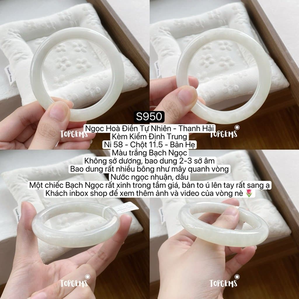 [TỔNG HỢP VÒNG BẢN] Ngọc Hoà Điền Tự Nhiên Kèm Kiểm Định TOPGEMS - Có Ship Hoả Tốc - Tặng Kèm Hộp